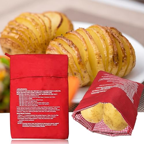 Bollos de patata horneados en microondas, bolsas de patatas, estufa de patatas para microondas, bolsa de patatas perfecta en 4-6 minutos, reutilizables y lavables