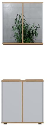 Vicco Set mobili bagno Didi, Bianco/Artisan, 60 cm, composto da specchio da bagno e mobile sottolavabo