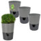 GarPet 4X Kräutertopf Selbstbewässernd Selbstbewässerungstopf Kräutertopf Küche Basilikum Topf Blumentopf mit Bewässerungssystem Fensterbank Anthrazit 11 cm