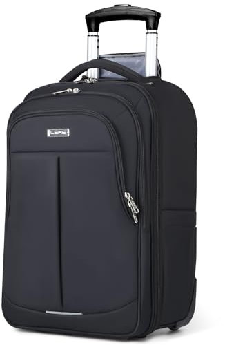 Lekeinchi Laptoptasche mit Rollen, Softside-Handgepäck, Rollaktentasche für Damen, Laptop-Trolley mit 2 abnehmbaren Rädern, Schwarz, 45,7 cm (18 Zoll), Schwarz , 45,7 cm, Laptoptasche zum Rollen