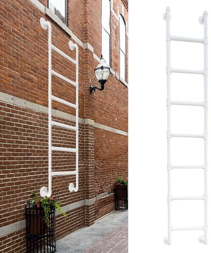 3-8 Rung Step Ladder - Wall Mounted Metal Ladder for Loft Attic, Anti-Slip Window Well Egress Ladder Basement Fire Climb Ladder Height Bunk Bed Step Ladder(130cm/51in)