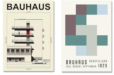 3 Poster Bauhaus, 30 x 40 cm, geometrisches Bild, Wanddekoration, Poster, Architektur, Line Art, Schlafzimmer, Erwachsene, Geschenk, Bauhaus, Poster, grün, ohne Rahmen