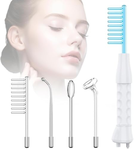 Blayram High F-requency Wand, Portable Light Therapy High F-requency Facial Skin Tightening Wand Machine, 4 Violet Glass Tubes for Acne,Wrinkle,Anti Aging,Hair （Blue）