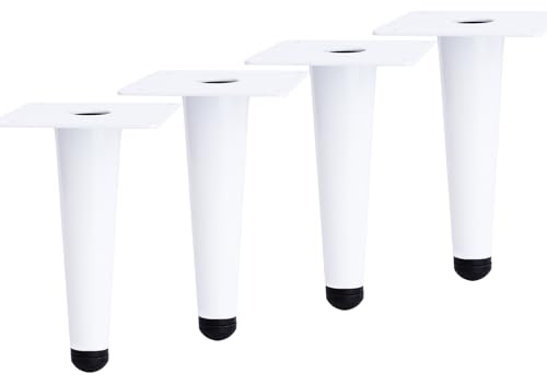 Anterrific 6 Inch Tapered White Furniture Legs, Metal Legs for Furniture Set of 4, DIY Replacement for Sofa Legs, Cabinet Legs, Couch Legs, Ottoman Legs, Table Legs and Dresser Legs (White, 6 inch)