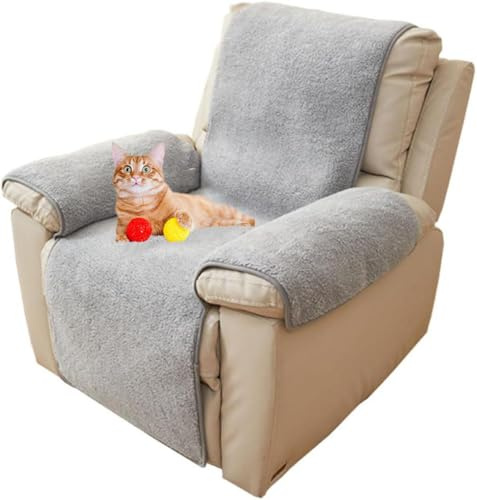 Sofa Armlehnenbezüge,Dicker Lammfellbezug für Liegestühle, Sesselschoner Sesselauflage, 1-Sitzer, rutschfest, Relaxsessel Bezüg Sesselüberzug für Zuhause mit Kindern und Haustieren Hund,2#-56*207cm
