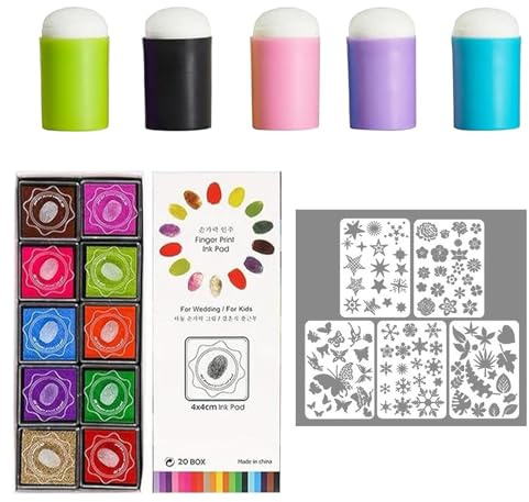 Safe Educational Finger Paint Set - Finger Brush Set, Early Learning Bright and Natural Colors, Craft Supplies for Arts and Crafts Enthusiasts, Sponge Finger Painting Set, Sponge Finger Painting Set