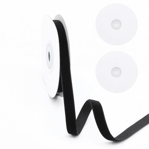 18m Samtband 10mm, Weiches Luxuriöses Samtband Geschenkband Fein Schleifenband, Velvet Ribbon Samtbänder Geschenkband für Geschenkverpackung Einladungen, Blumensträuße, Party-Dekoration (Schwarz)