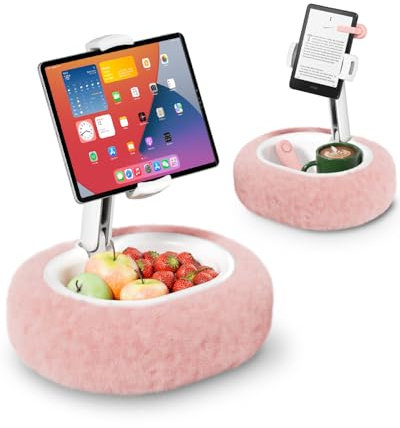 viozon Tablet Kissen Ständer, Kindle Halterung, iPad Halterung Bett, Faltbar, Mit Aufbewahrungsschale, kompatibel mit 3,5–7 Zoll Kindle/Handy/Tablet – Ideal zum Lesen und Videoschauen im Bett, Rosa