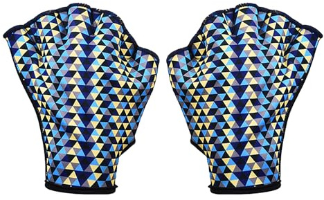 Webbed Swim Gloves for Men Women Adults Aqua Fitness Gloves Open Water Sports Training Paddles Beginners Exercise Web Surfing Gloves Snorkeling Swimming Gloves (Blue, L)