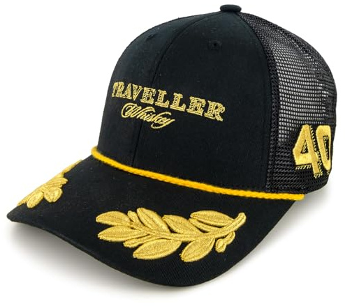 Checkered Flag Sports Justin Allgaier 2025 Traveller #40 JR Motorsports Gold Leaf Snapback Mesh Hat Black