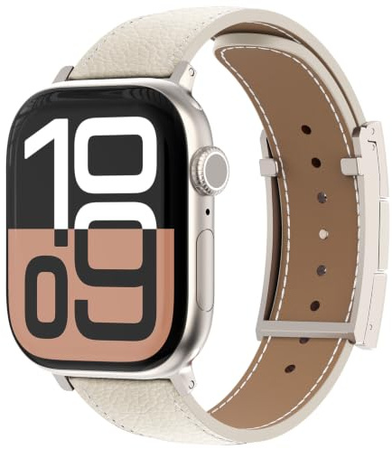 CHANCHY Lederarmband für Apple Watch armband 42mm 41mm 40mm 38mm 44mm 45mm 46mm,Ersatzarmband aus echtem Leder für iWatch SE 3 2 1/Series 11 10 9 8 7 6 5 4 3 2 1