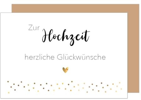 Edition Seidel Premium Glückwunschkarte zur Hochzeit mit Umschlag aus Kraftpapier. Hochzeitskarte Grußkarte Vermählung Just Married Wedding Liebe Herz (H502 SW024)