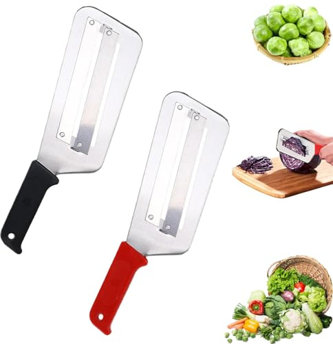 Dual Blade Julienne Cutter, 2025 New Stainless Steel Dual-Blade Veggie Chopper, Kitchen Lettuce Knife, Lettuce Cutter Knifes, For Sauerkraut Coleslaw Vegetables (Mix 2pcs)