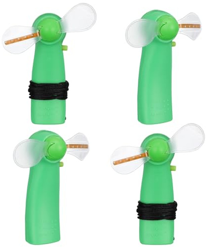 Gatuida Handventilator mit LED Leichter Tragbarer Kleiner LED Ventilator aus Abs und Pvc 64 Automatische Leuchtmuster 4 Stück für Zuhause im Sommer Zufällige Farbe