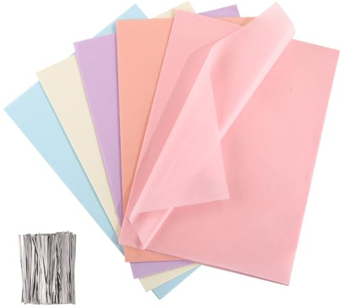 Kesote Seidenpapier 300 Origami Papier 24 x 17 cm Transparentpapier Bunt Bastelpapier Pompoms Basteln Buntpapier Macaron Faltpapier Hochzeit Deko Sommer Ostern