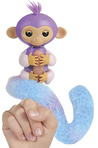 Fingerlings Snuggle Tails – Interaktiver lila AFFE (Coco), mit flauschigem Schwanz, Mini-Bestie (Chloe), Pinsel und Aufklebern