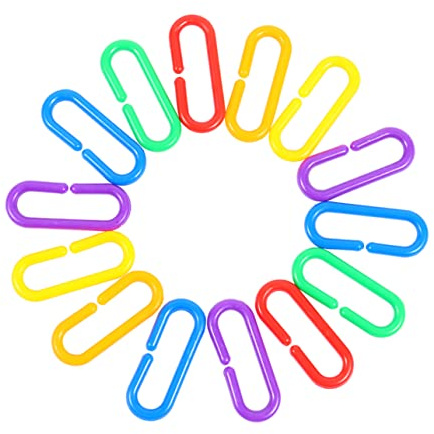 KONTONTY Bunte Kunststoff C Clips Haken Steckspielzeug für Lernende | Geometrische Kette, Formen und Farben Trainieren, Kunststoff, Jahren, 150 Stück Packung Zufälliger Stil