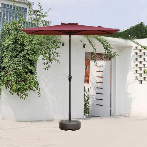 GYYDXXFC Sombrilla Semicircular For Patio con Manivela, Sombrilla De Exterior con Poste Lateral Y Toldo Impermeable, Sombra Que Ahorra Espacio For Balcón, Jardín Y Terraza.(Burgundy)