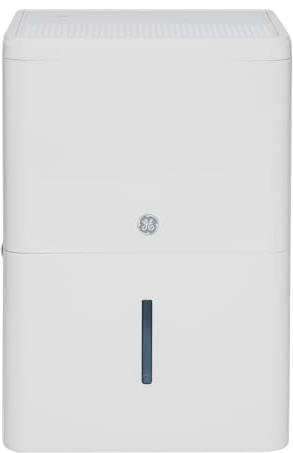 GE Portable Dehumidifier 25 Pint, Perfect for Bedroom, Basement & Garage or Rooms up to 1500 Sq Ft, Ideal for High Humidity Areas, Complete with Empty Bucket Alarm & Clean Filter Alert