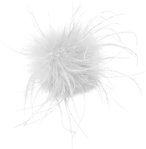 JchEnye Weiße Straußenfeder-Brosche, verspieltes Blumenmuster, flauschige Straußenfeder-Anstecknadel für Damen, Hutaccessoire für Braut, Hochzeitsfeier, formelle Kleidung, Haarspange, Kopfschmuck