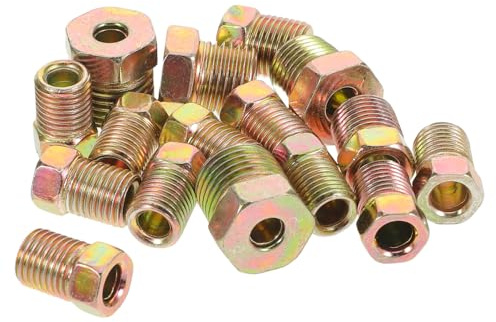 LALADEFIEE 12 Racores de Latón para Mangueras de Freno Conectores de Compresión Resistentes Adaptadores para Línea de Freno Neumática Kit 12 Piezas Compatible Estándar Americano E Inglés