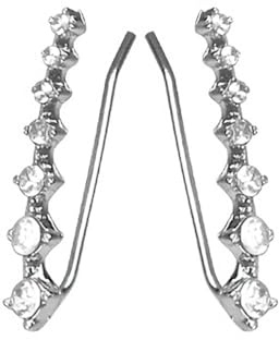 Sju stjärnor diamantörhängen 925 sterlingsilver 7 stjärnor diamantörhängen kvinnor 7 kristaller öronmanschetter klättrare örhänge, Large, Koppar, Syntetisk moissanit