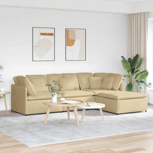 Owoxanthellate Modulares Ecksofa 300x200 Cordstoff Graugrün mit Ottoman Küchensofa Couch modernes Design Robustes Metallgestell Familienwohnzimmer