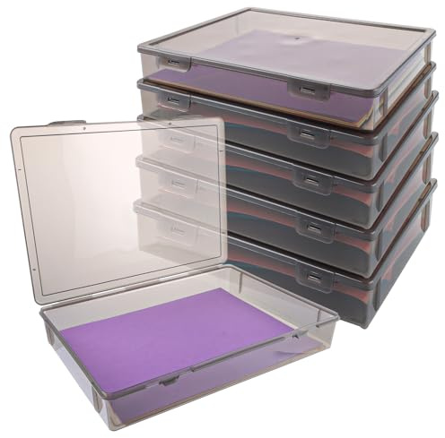 LOPYXBR Set med 6 dokumentlådor A4 arkivlådor A4 plast förvaringslåda A4 stor svart transparent stapelbar arkivlåda transparent för kontor och hem 32 x 23 x 5 cm
