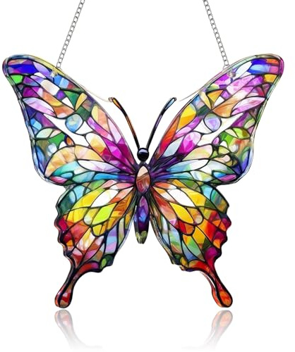 Schmetterling Sonnenfänger Fenster, Acryl Fensterdeko Hängend, Schmetterlinge Ästhetik Deko Lichtfänger, Fensterschmuck Hängend Ganzjährig, Frühling Deko Modern für Fenster Balkon Garten Wohnzimmer