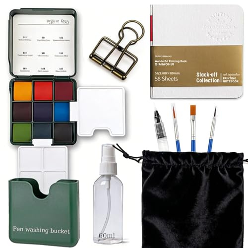 Travel Watercolor Set, Integrating Painting, Color Grading, and Washing