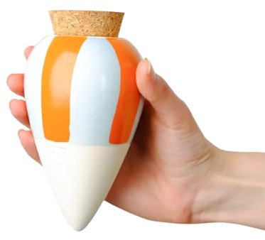 Pepin | Olla Terre Cuite à Planter | Arrosage Automatique et Ecologique pour Plante d'Intérieur et d'Extérieur | Irrigation Naturelle | Autonomie d'Environ 1 Semaine | OYA Rayé Orange et Bleu 25cl