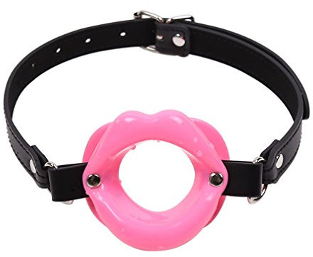 Shawa Knebel Mundknebel Fetisch SM Ballknebel Einstellbar Gezwungen Mund Offen Silikon Leder Bondage Flirten Sexpielzeug (Rosa)