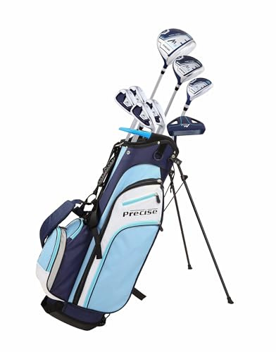 Precise M3 Complete Womens Golf Clubs Set, Includes Driver, Fairway, Hybrid, 7-PW Irons, Wedge, Putter, Stand Bag, 3 H/C's Blue, Golf Clubs Women Right Handed, Regular or Petite Size