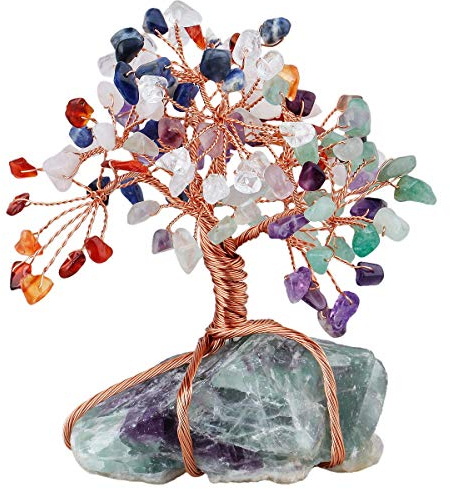KYEYGWO Geld Baum umwickelt auf Crystal Base Bonsai Skulptur Figur für gutes Glück 3,5 Zoll