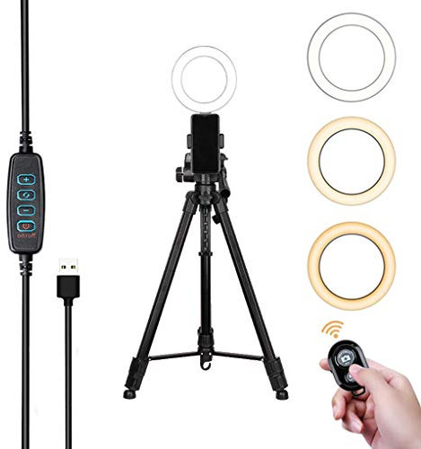 AOHMG 6'' Luce ad Anello LED a Treppiedi e Supporto, per Diretta/Trucco Lampada Anulare Ring Light, per Il Video di Youtube/Fotografia Compatibile,6''inch