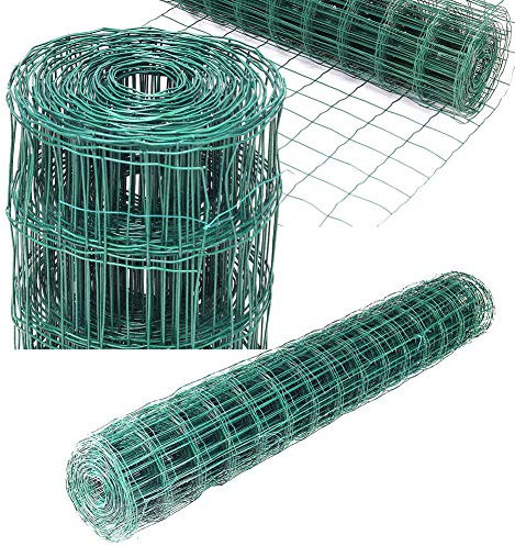 Lucn PVC Coated Wire Mesh Fencing 90cm Height 10M Length Green Galvanised Garden Fence (90CMX10M)