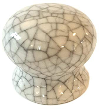 French Furniture Fittings Set of 6 Ceramic Knobs Cream Crackle Glaze (FFF) - Kitchen Cabinet Cupboard Door knobs, Cupboard, Chest, Furniture, Drawer Handles - Vintage Shabby Chic (Diameter 40mm)