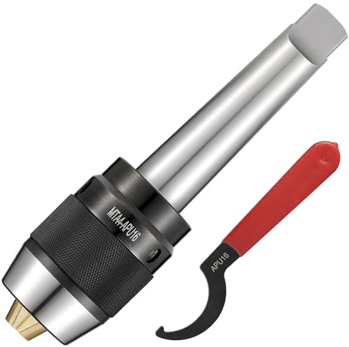 Eumtenr Portabrocas sin llave súper resistente de 5/8 pulgadas con vástago integrado, vástago MT4, mandíbulas de titanio (MTA4-APU16)