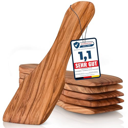GOLDENBERG® 6 Raclette Schaber aus Olivenholz mit geölter Oberfläche aus Europäischer Produktion | Zertifiertes Olivenholz | langlebige Raclette Spachtel für den mehrfachen Gebrauch