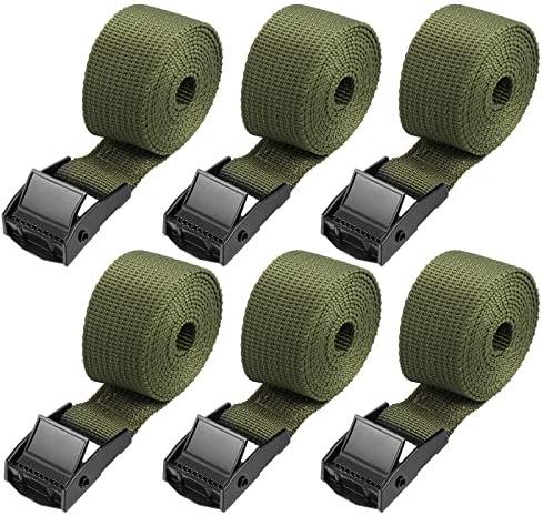 Hejo 6PCS Cinghie di Fissaggio, 100 x 2.5CM Verde Cinghie di Fissaggio Corte, Lega Antiruggine Regolabile con Cinghie a Cricchetto a Sgancio Rapido per il Trasporto di Biciclette,Moto,Pacchi Bagagli