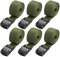 Hejo 6PCS Ratchet Straps, Green Ratchet Tie Down Strap with Cam Buckle, Heavy Duty Tensioning Belts,100x2.5cm Adjustable Lashing Straps for Motorcycles, Bikes, Luggage