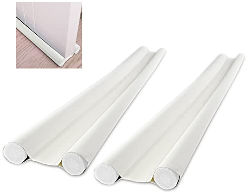 Gvolatee 2 Piezas Burlete Puerta Doble Aislamiento 96 cm, Burletes Puertas Prevenir Polvo, Insectos, Viento, Aislamiento Acústico, Burlete Blanco Espuma Algodón Blanco Puede Cortar a Medida Apropiado