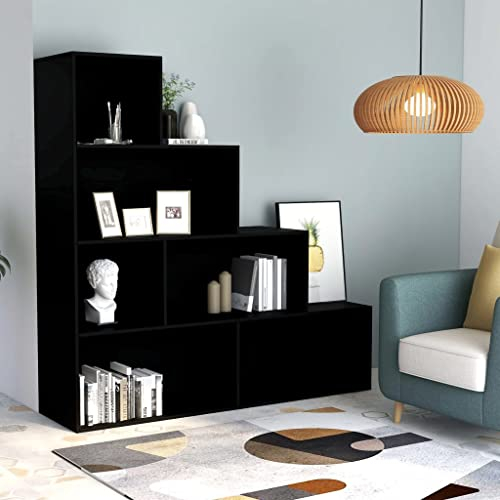 ZEYUAN Bücherregal/Raumteiler, Bookshelf, Regalbrett, Book Shelf, Bücher Regal, Deko Regal Wohnzimmer, Standregal, Schwarz 155 x 24 x 160 cm Spanplatte
