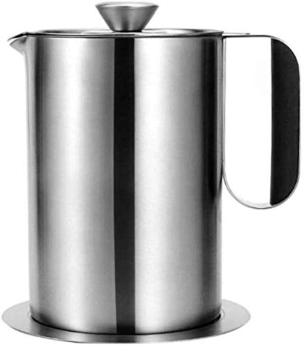 YZJSSL Recipiente para Aceite/Grasa de Tocino de Cocina, Recipiente de Acero Inoxidable para Aceite Usado de Cocina, Separador y Protector para freír Aceite de Cocina,-1500ml