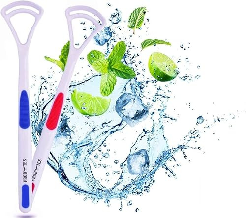 ProBytes Essential Tongue Cleaner - Soft & Gentle Y Shape Scraper, Oral Health, Care, Hygiene, Fresh Healthy & Clean Mouth, Easy Grip, Eliminate Bad Breath & Bacteria, All Ages, Subtle Colours - 4 Pcs
