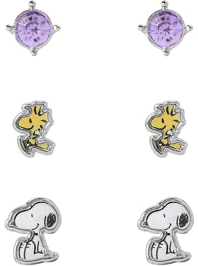 Peanuts Snoopy & Woodstock Frauen Ohrstecker-Set weiß/gelb Fan-Merch, TV-Serien, Zeichentrick
