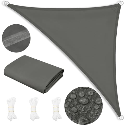 WOLTU Toldo Vela de Sombra Impermeable, Toldo Triangular 3x3x4,25 m de Poliéster 200 g/m², a Prueba de Viento y Protección Rayos UV, para Exxterior como Jardin, Patio, Piscina, Gris Oscuro