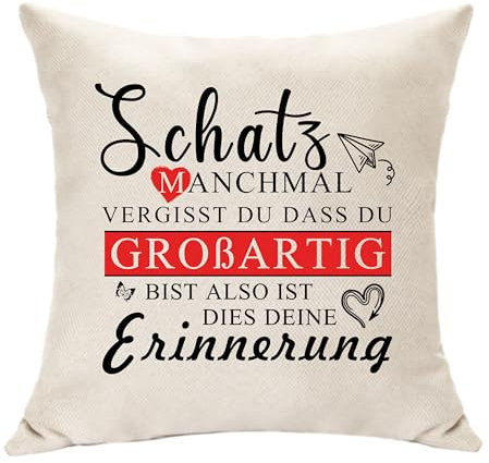 Hasodeo Schatz Valentines Geschenke für Frauen Männer Kissenbezug Deko 45cm x 45cm Quadratisch Baumwoll-Leinen-Mischung Alltägliche Verwendung und besondere Anlässe