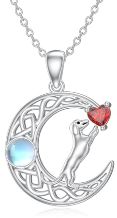 PROESS Hund Tier Kette 925 Sterling Silber Dackel/Yorkie/Corgi Tier Halskette Hunde Anhänger Schmuck Geschenke für Frauen Mädchen