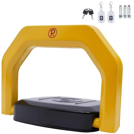 Barrière de parking avec télécommande, barrière de parking électrique, pliable, dispositif d'alarme automatique, distance de contrôle à distance : 30 m, verrouillage de stationnement automatique,